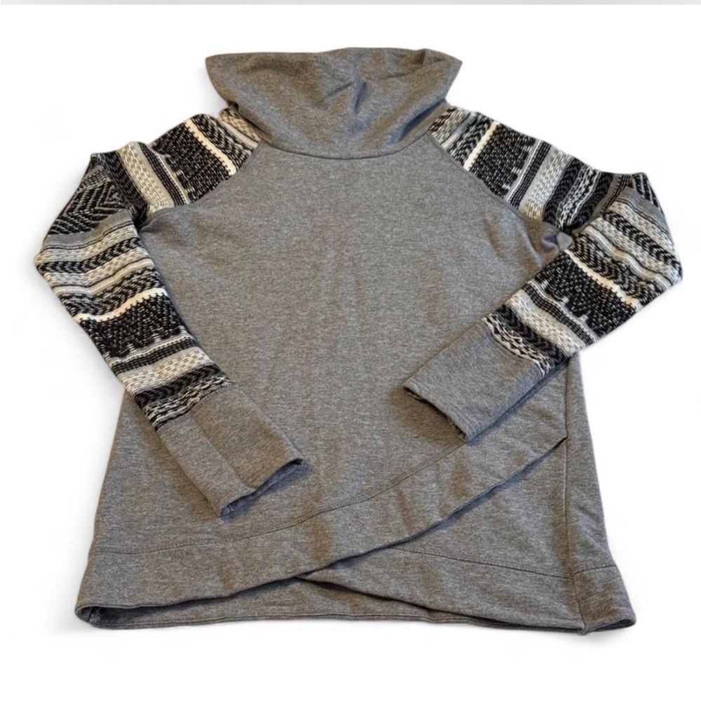Maurices Gray and Black Patterned Cowl Neck Sweater